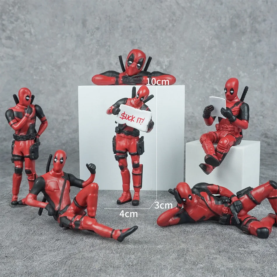 6 Desk Decoration Deadpool Car Home Office Marvel 8cm X-MAN thumbnail 1