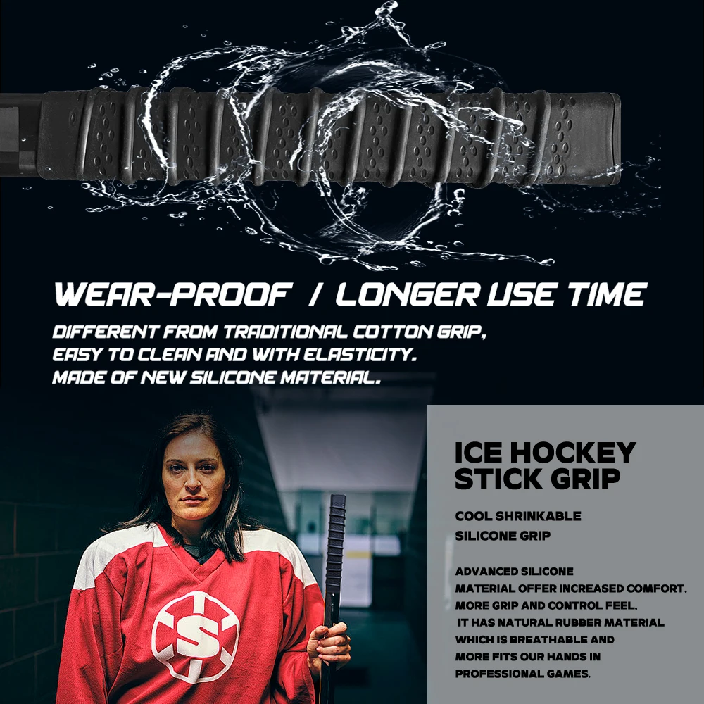 Hockey Stick Grip Ice Hockey Stick Grip Cool Shrinkable Silicone For Tennis Pickleball Badminton Sports Grips