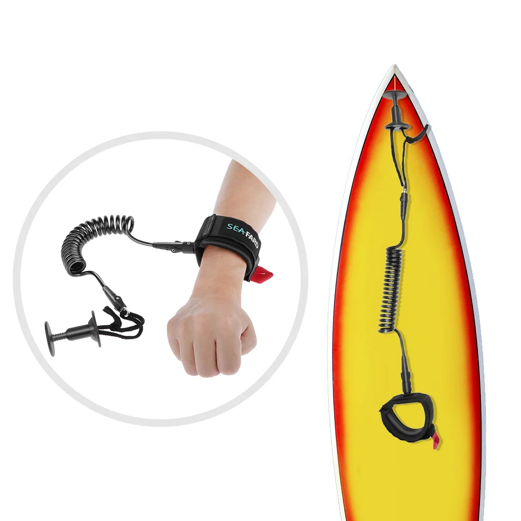 Professional Leash with Wrist Strap Surf Leash 5 Foot Coiled Surf Surfing Safety Gear Accessories