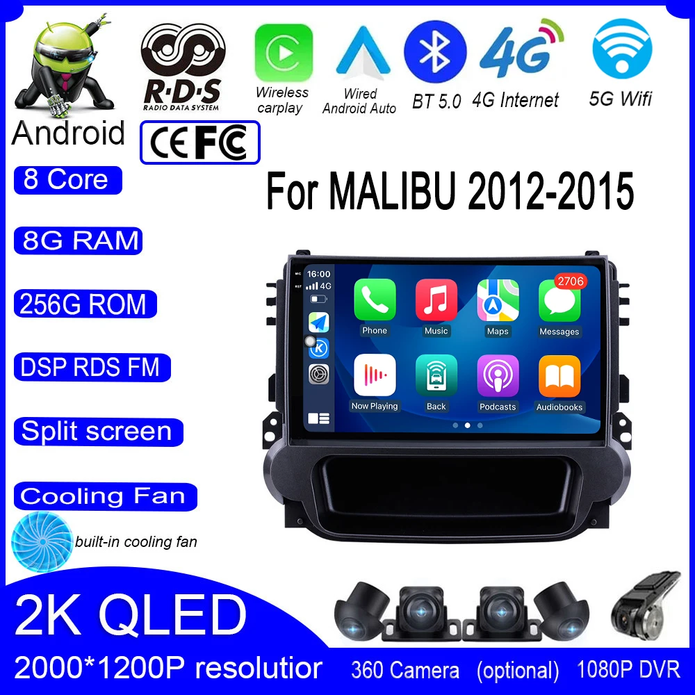 

Wifi+4G Lte Android 13 For Chevrolet Malibu 2012 - 2015 DSP Car Radio Stereo Carplay Multimedia Player GPS Navigation Bluetooth