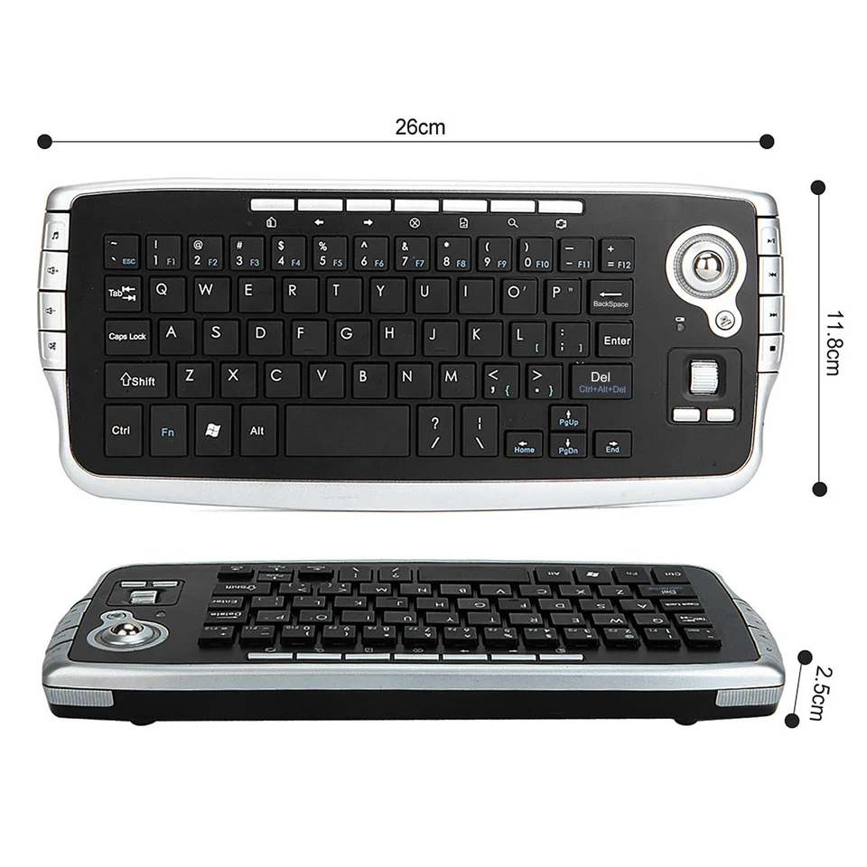 E30 2.4GHz Wireless Keyboard with Trackball Mouse Scroll