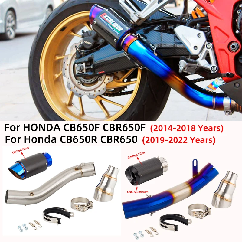 

For HONDA CBR650F CB650F 2014-2018 CB650R CBR650 2019-2022 Motorcycle Exhaust Escape System Modify Mid Link Pipe Carbon Muffler