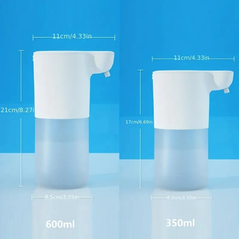 350/600ML Automatic Foam Soap Dispenser Rechargeable Touchless Handsfree Dispenser 4 Level Adjustable Volume IPX5 Waterproof 6