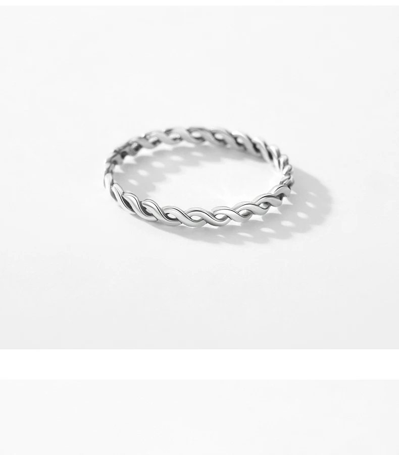 Modian Schlichter 925er-Sterlingsilber-Textur, verdreht, dünn, stapelbar, kleiner Fingerring für Frauen, Vintage, klassisch, edler Schmuck, Geschenke – Detail 6