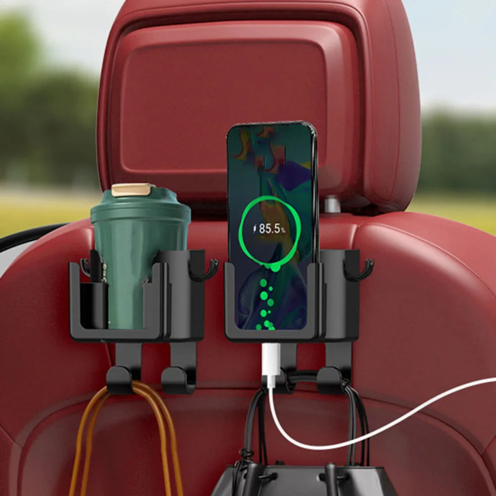 

2pcs Car Seats Back Hanger Water Cup Phone Holder Bag Hanging Hook Universal Suspension Hook Interior Accessories
