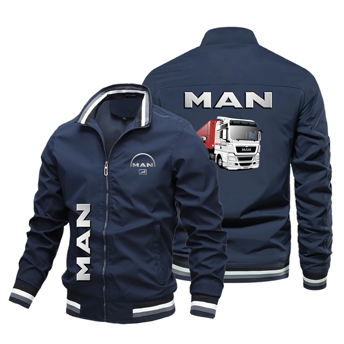 Men Jacket MAN Truck Print Jacket Trendy Windbreaker Outdoor Sports Casual Truck Driver Men Clothing Coats Tops