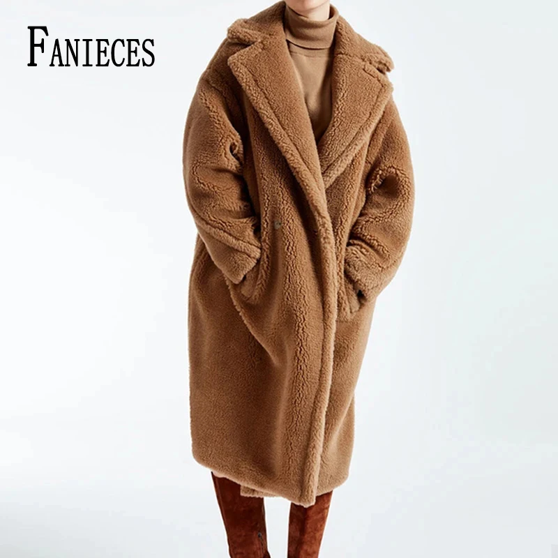 FANIECES chaquetas para mujeres manteau femme hiver Winter Long Oversized Outwear Casual Thick Warm Fluffy Faux Fur Coat Women