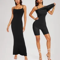 2 In 1 Summer Bodycon Maxi Dress For Women Formal Tummy Control Shapewear Dress With Built In Bra Spaghetti Strap Long Dress 1