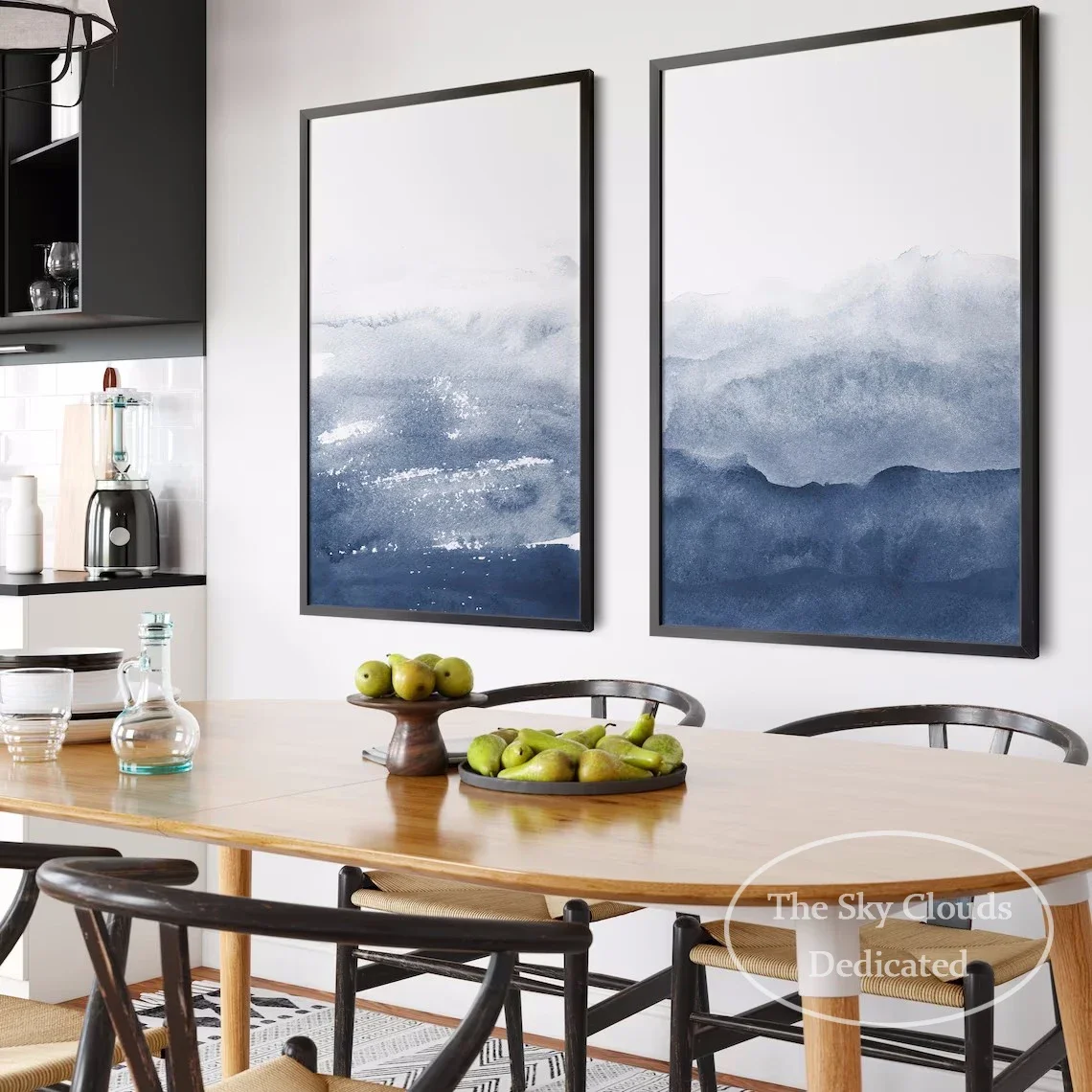 Blue Watercolor Canvas Painting Abstract Sea Poster HD Printing Modern Nordic Wall Art Picture Living Room Bedroom Home Decor
