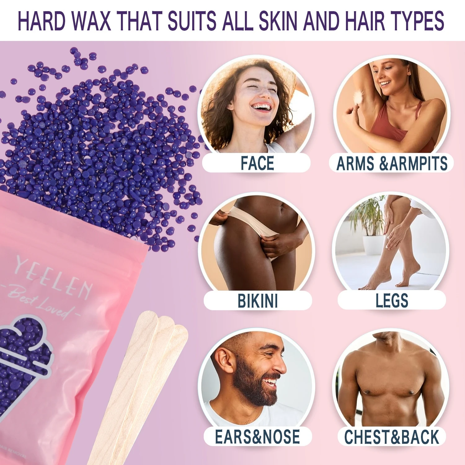 Hair Removal Kit Digital Wax Heater with US Plug Contains 14 oz Hard Wax Beads for Full Body Unisex