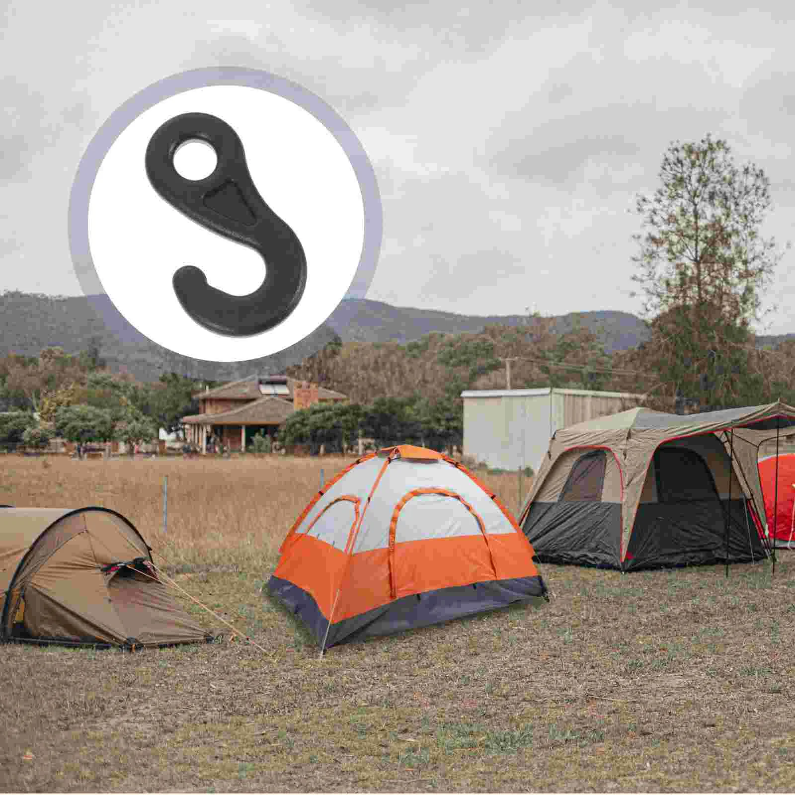 

Outdoor Canopy Tent Question Mark Light Hook Ground Nail Wind Rope Connection Pom9 10pcs (black) Hiking Hooks Fixed Tents