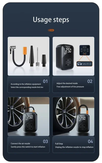 Car Tire Inflator Mini Air Compressor 12V 150PSI Portable Electric Air Pump  For Motorcycle Bicycle Tire Air Filling Pump ﻿ 5