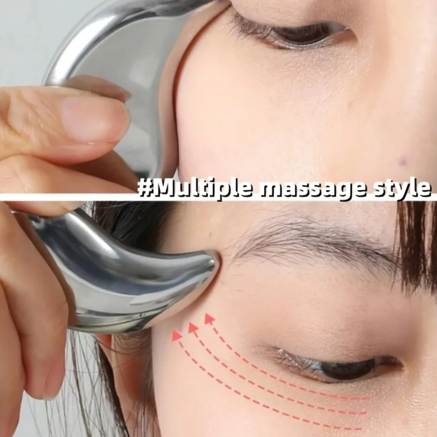 Stainless Steel Under Eye Cooling Pads Unbreakable Moon Shaped Eye Mask for Puffy Eyes Cold Hot Compress Reusable Eye Packs