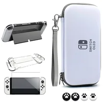 

Storage Carry Bag Kit for Nintendo Switch Oled Crystal Clear Case Pouch Screen Protector for Switch Oled Joycon Game Accessories