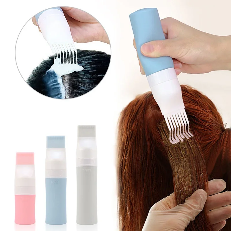 38/60/80ml Hair Dye Applicator Bottles Plastic Dyeing Shampoo Bottle Oil Comb Brush Styling Tool Hair Coloring Hair Tools