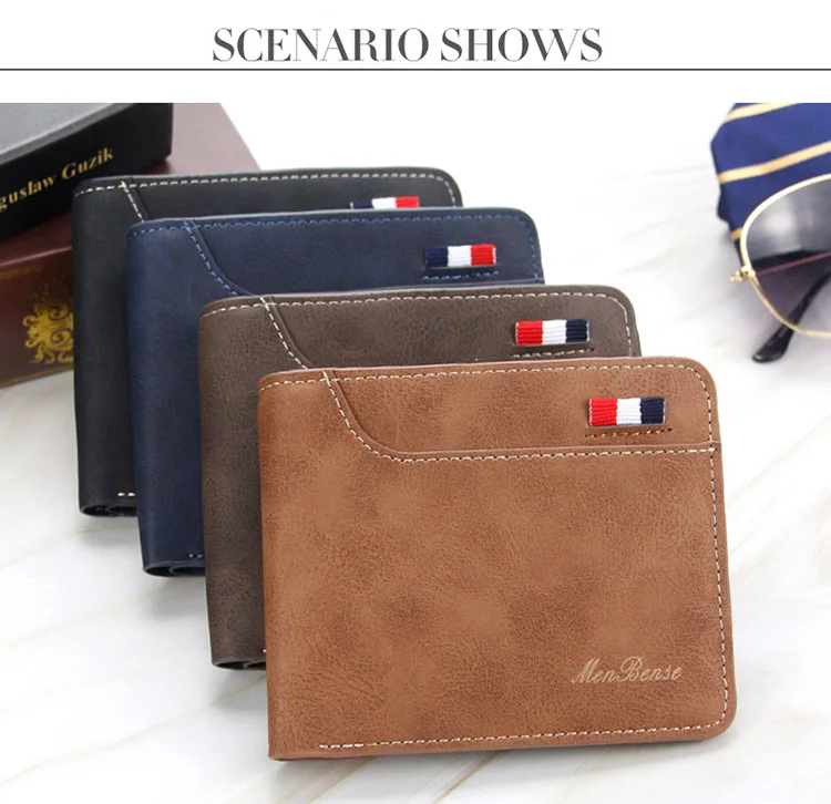 Neue Männer Kurze Brieftaschen Retro Einfache Karte Halter Männlichen Geldbörse Hohe Qualität PU Leder Foto Halter Mode Lässig männer brieftasche – Detail 11