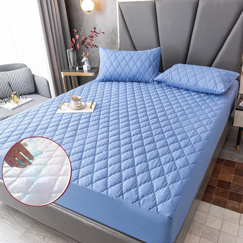 Description Picture 2 of itemWaterproof Thicken Mattress Topper Pad Anti-mite Mattress Protector Elastic Fitted Sheet Bed Cover Single/Double/Queen/King Size