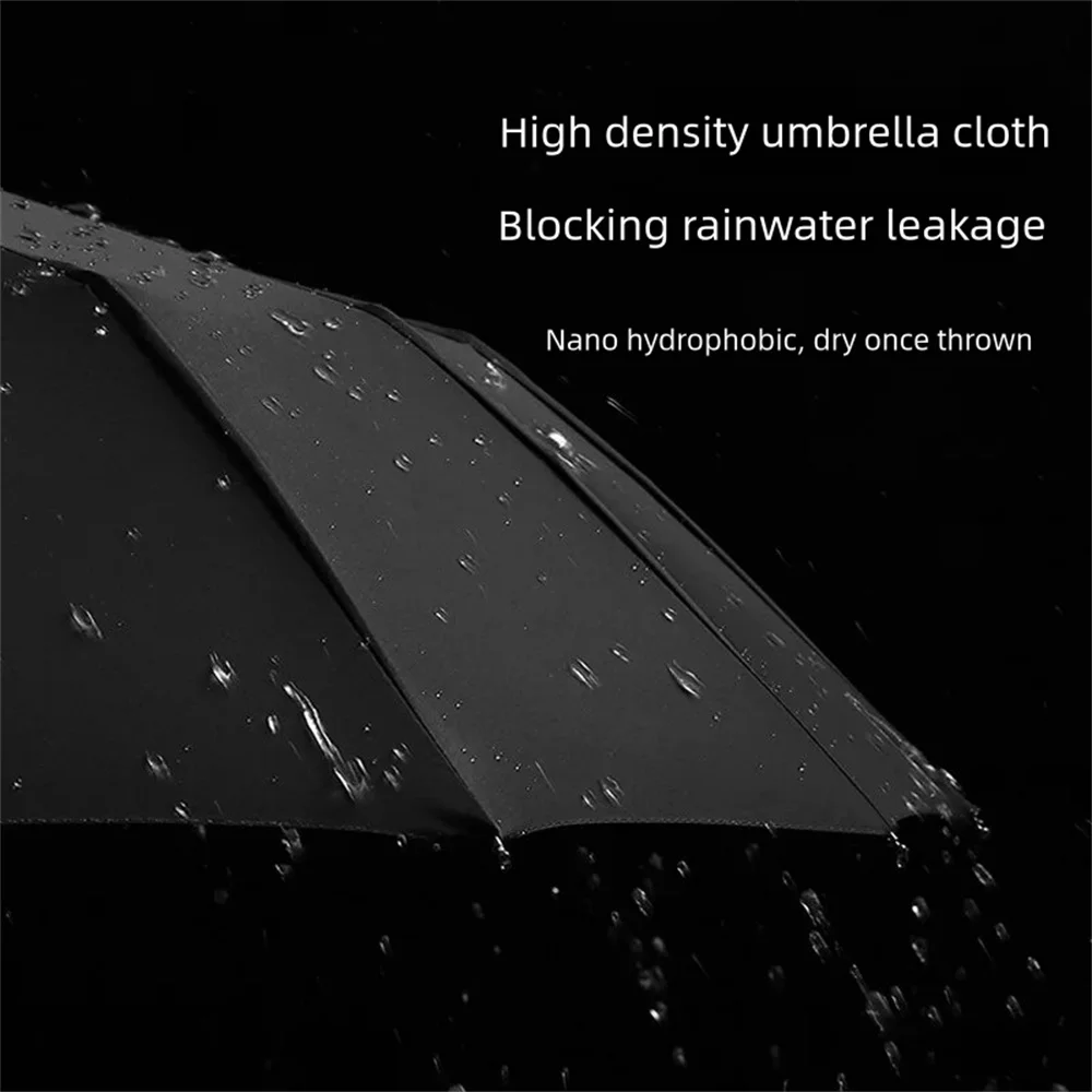 Windproof 32 Bone Business Umbrella for Men, Fully Automatic Wooden Handle, Large Folding, Waterproof Sunshade Luxury Umbrellas
