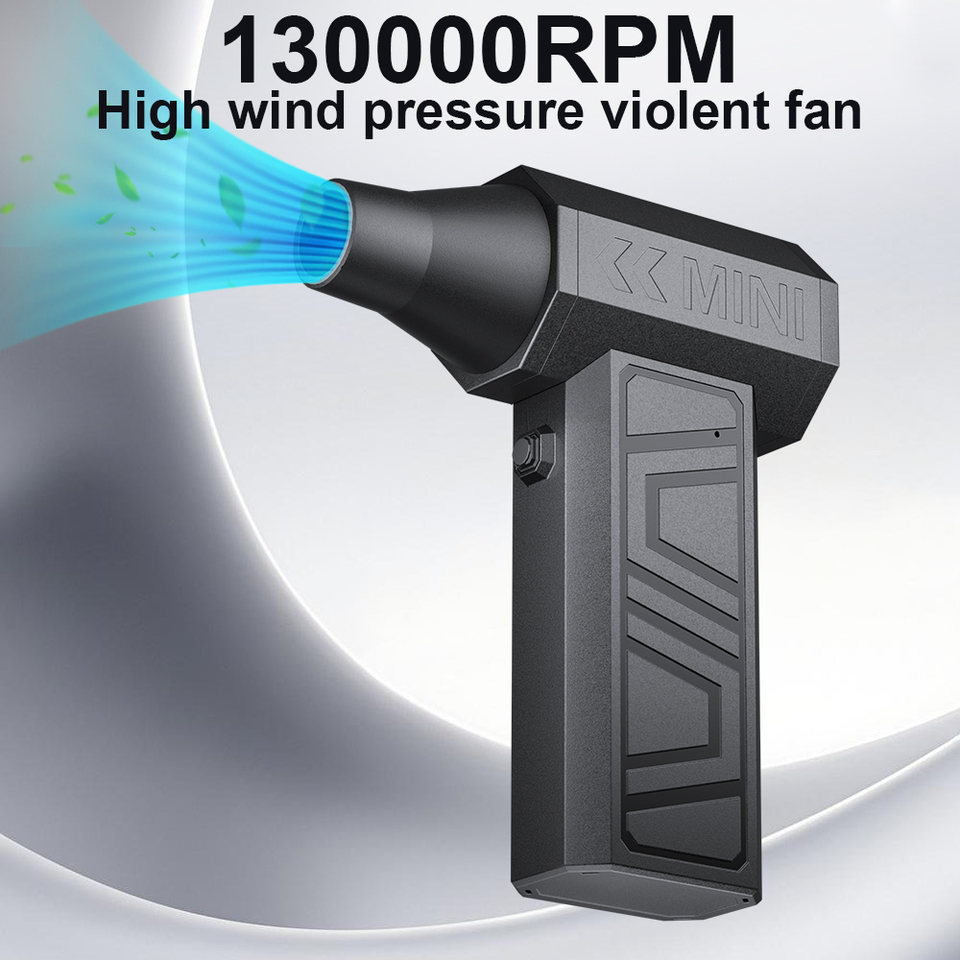 Car Fan 130000RPM 5 Outlet Nozzles Electric Air Duster Turbo Jet Fan Type-C Charging Portable Blowing Snow Cleaning Blower Tool