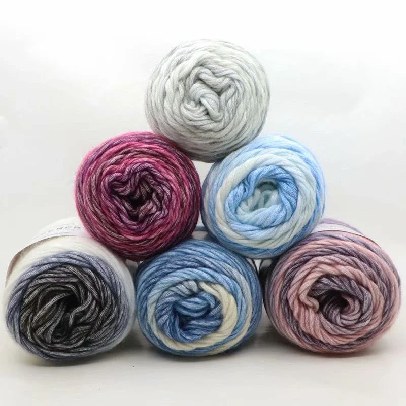 100g Dyed Rainbow Wool Yarn, Gradient Cake Knitted Yarn, Woven DIY Sweater Doll Scarf Hat Crochet Thread, Chunky Yarn,Wholesale 5