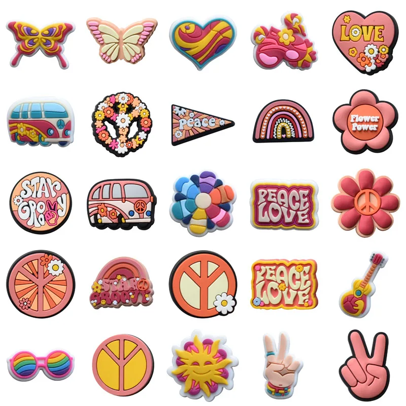 16Pcs/25Pcs Pink Series Shoe Decorations Charms for Clogs Bubble Slides Sandals PVC Shoe Accessories for Christmas Gift