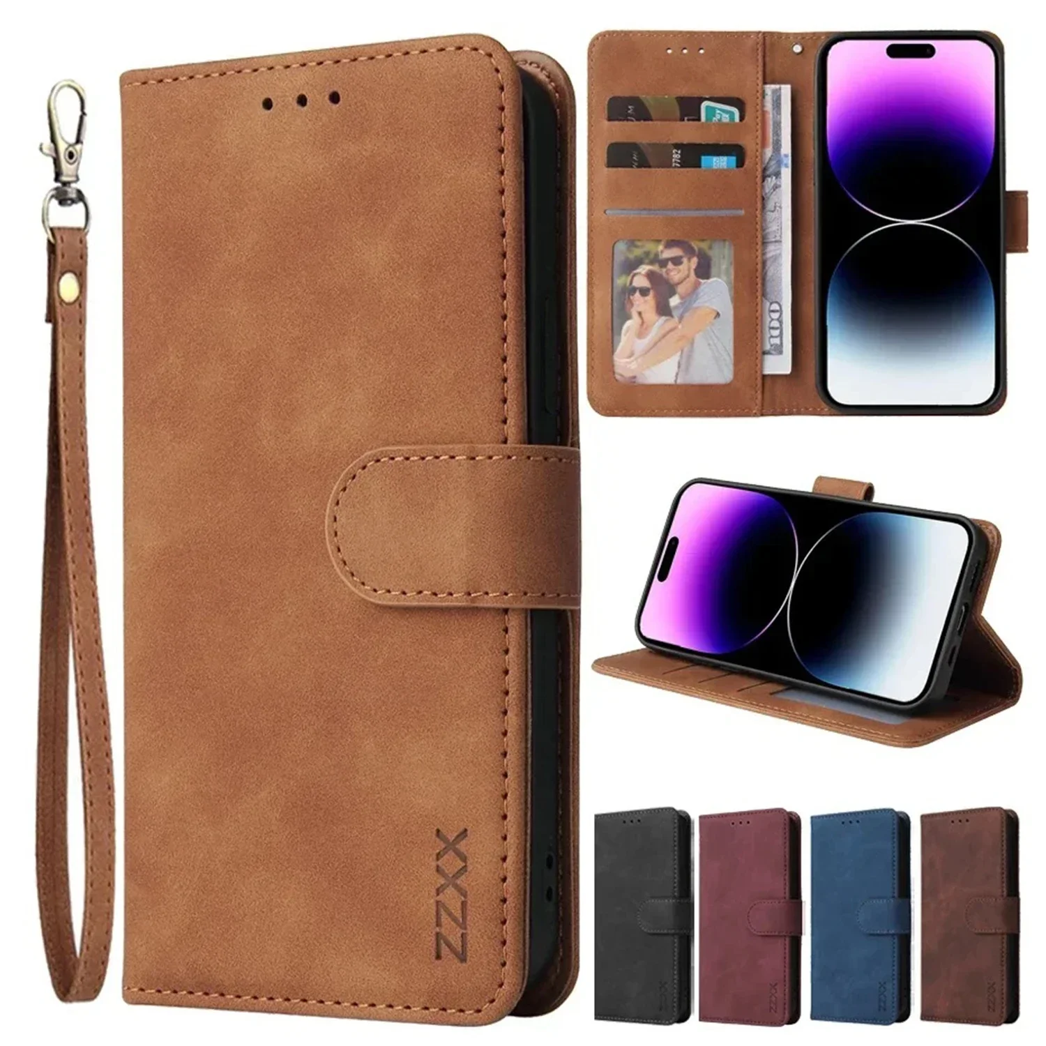 Ledertasche Brieftasche Kartensteckplatz Magnetischer Flip für Samsung Galaxy S25 Edge S24 Ultra S23 Plus S22 S21 FE S20 FE Note 20 10 Lite 9