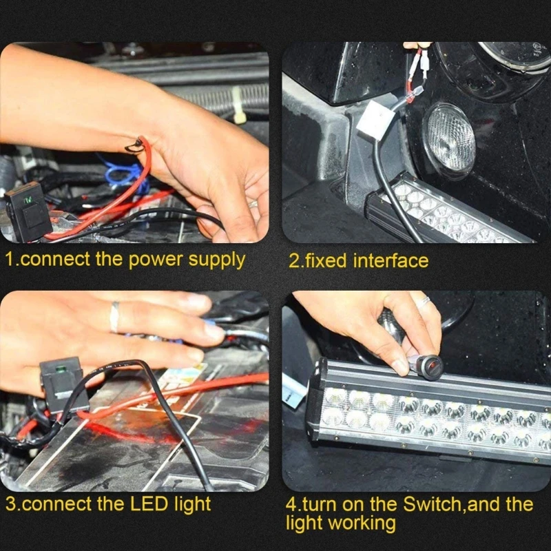 Universal LED Light Bar Wiring Harness Kit 12V On Off Switch Power Relay Blade Fuse for Motorcycle 12V Vehicles