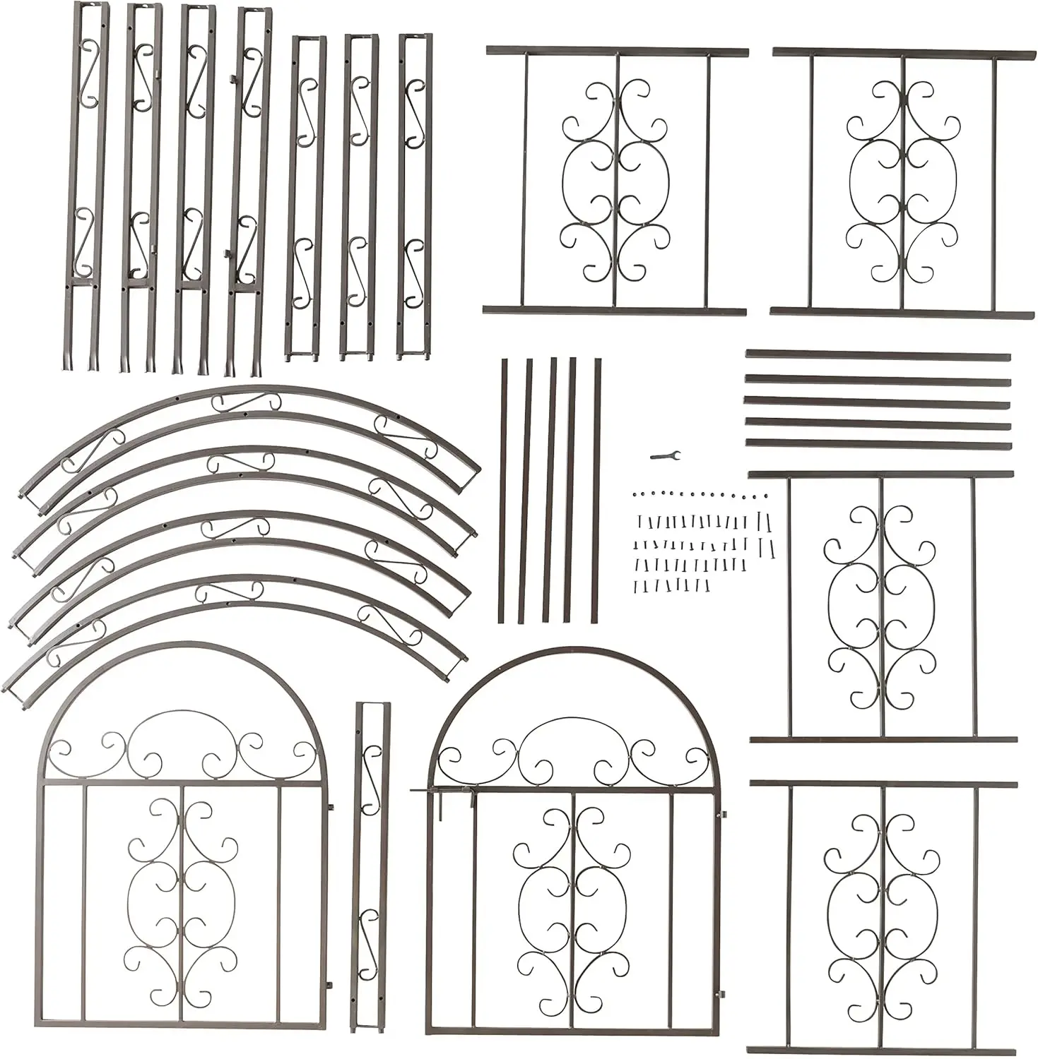 Arch Metal Outdoor Garden Arbor Double Gate | Montebello | 84" H x 53" W x 23" D | Gunmetal Black 5