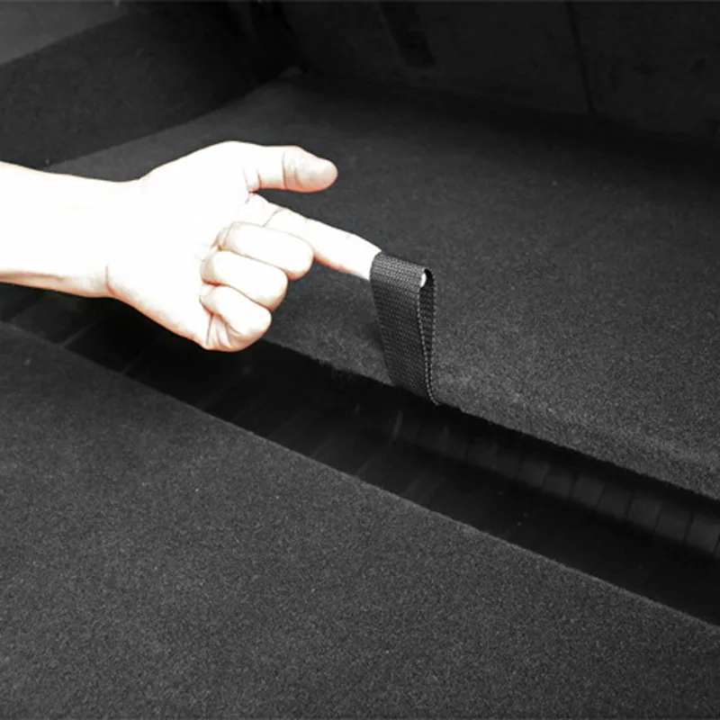 Car Trunk Organizer For Tesla Model Y Rear Trunk Rope DrawString Open Tail Box Cover Handle Pull Strap Car Organizer Accessories Mat Protection Pad