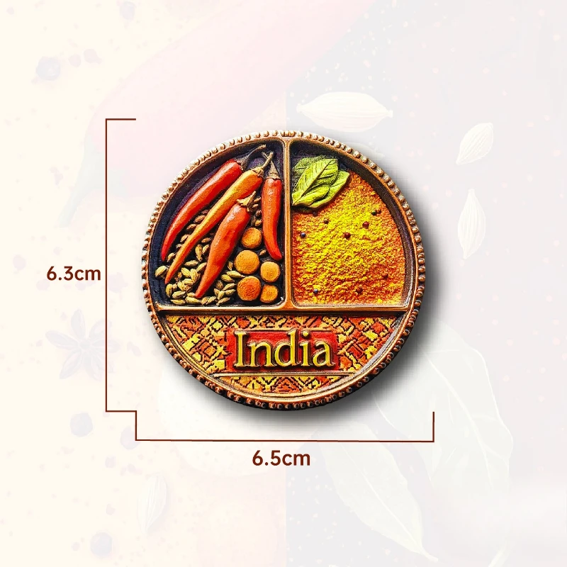 Indian Spice Box Fridge Magnet - 3D Masala Daba Souvenir Traditional Brass Decor Unique Asia Cultural Gift