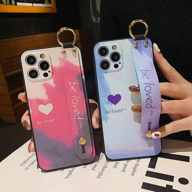 Gradient Color Wrist Strap Phone Case