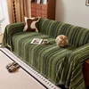 Simple Solid Color Sofa Cover Green Chenille Stripe Pattern One-Piece Sofa Towel Universal Sofa Covers Decor Living Room 1