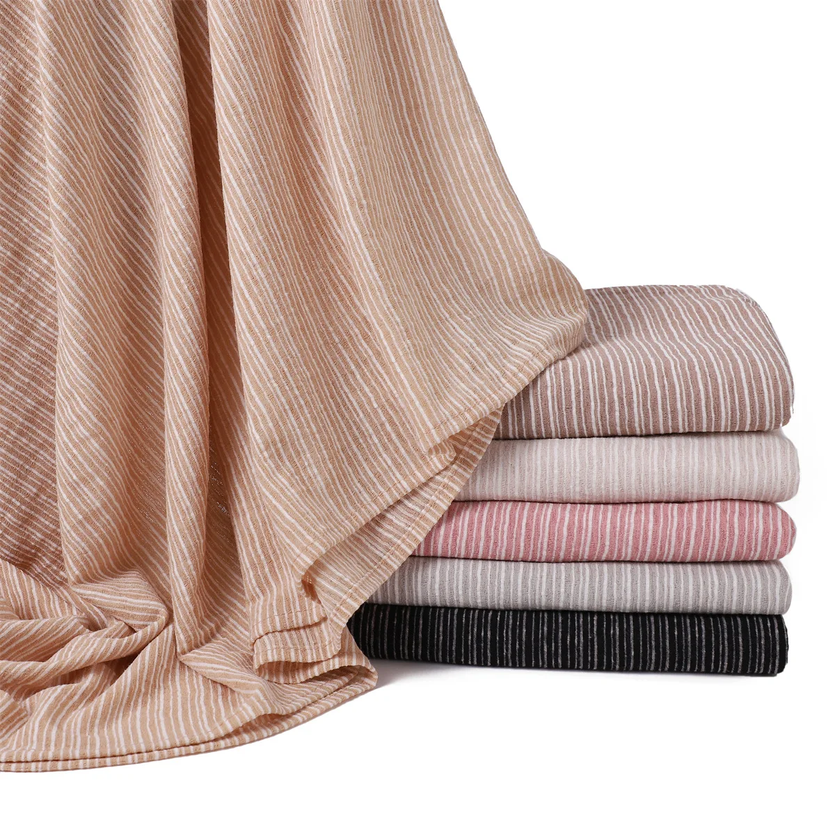 여성용 스트라이프 코튼 저지 히잡 스카프, 무슬림 긴 숄, 헤드 스카프 랩, 풀라 이슬람 머리띠, 터번 라마단 히잡, 신제품