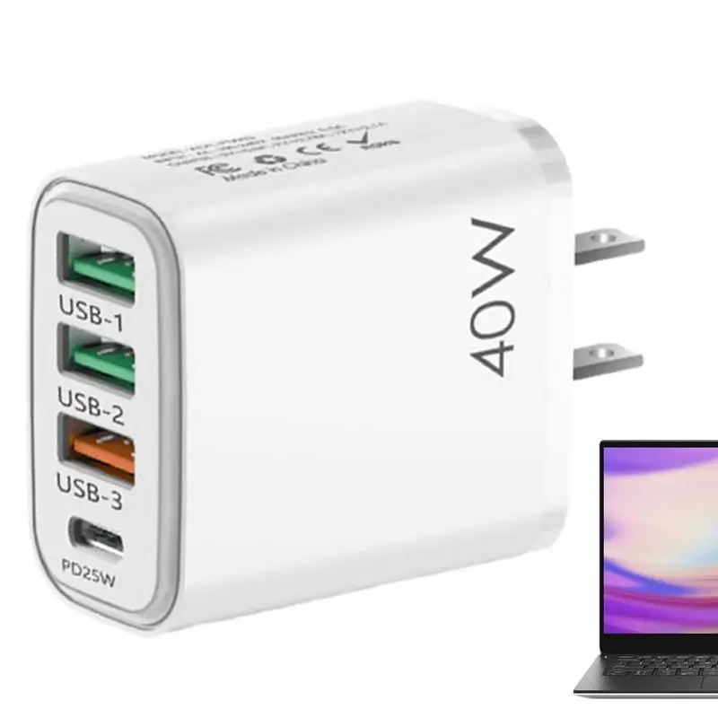 40W USB Charger Block Fast Charging 4 Ports