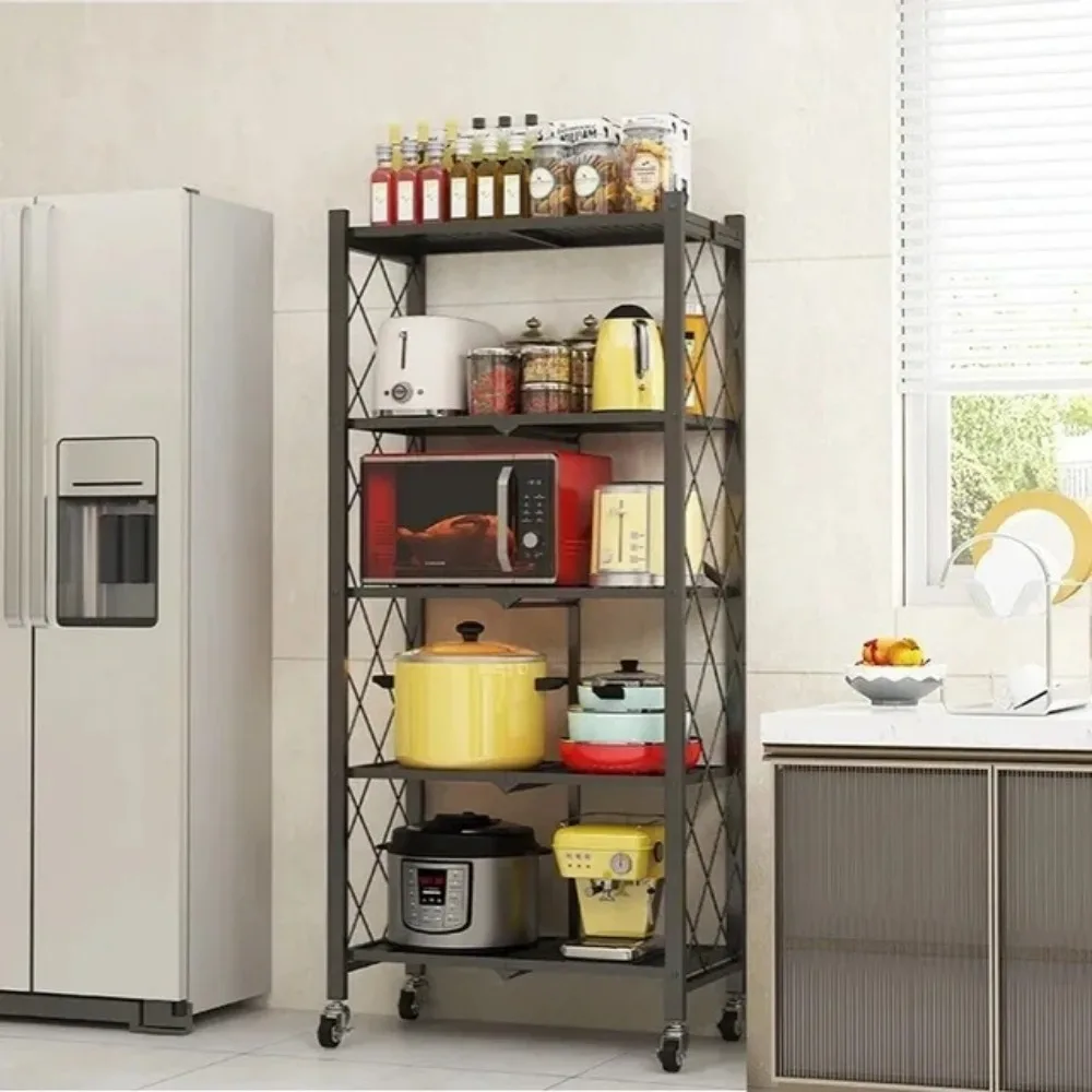 Foldable Large Iron Frame Storage Foldable Large Iron Frame Storage Rack Multilayer Kitchen Metal Display Shelf Metal Rack Shelf