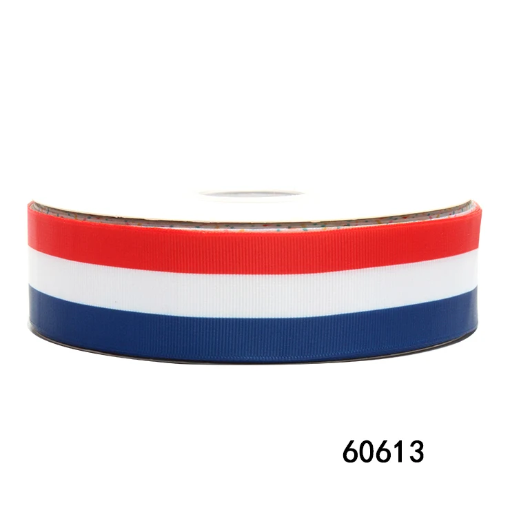

(50yards) Blue and White Red Striped Pattern Printed Grosgrain Ribbon to Make Bows Craft Materials DIY