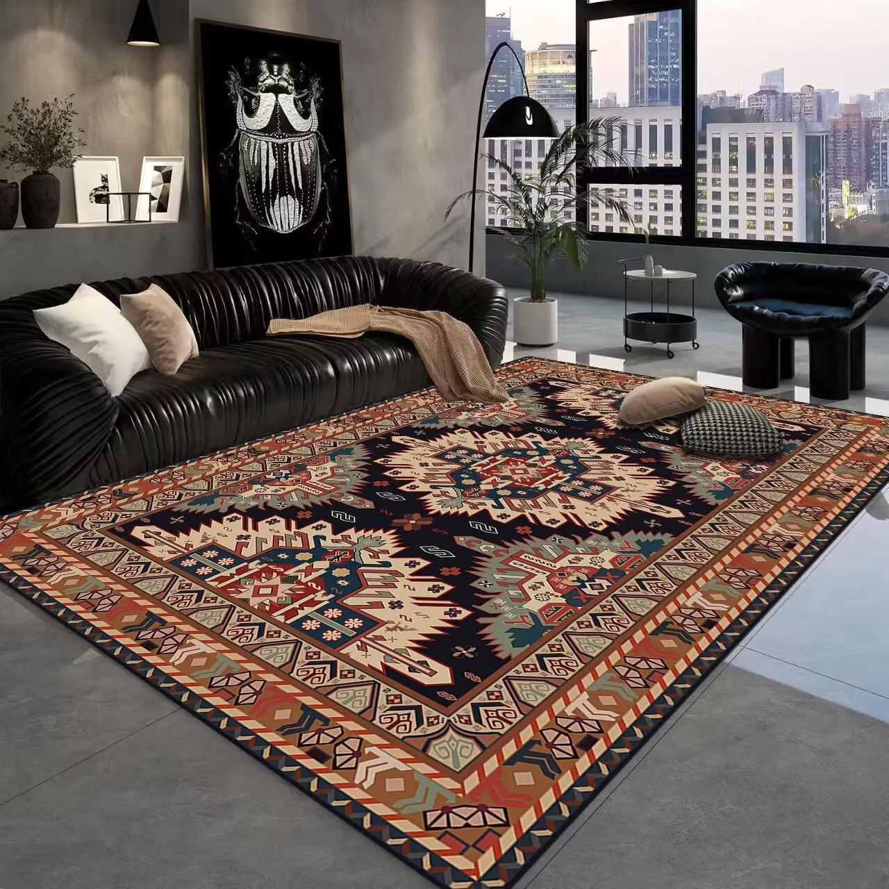 Retro Persian Luxury Carpets Large Area Living Room Boho Decoration Non-slip Rugs Bedroom Bedside Tables Soft Floor Mat Chairs 3