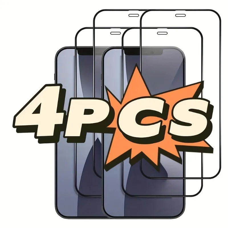 

4Pcs HD Clear Screen Protector For IPhone 14 Plus 15 Pro Max 11 Pro 12 13 Mini Tempered Glass For IPhone 7 8Plus XR XS Max