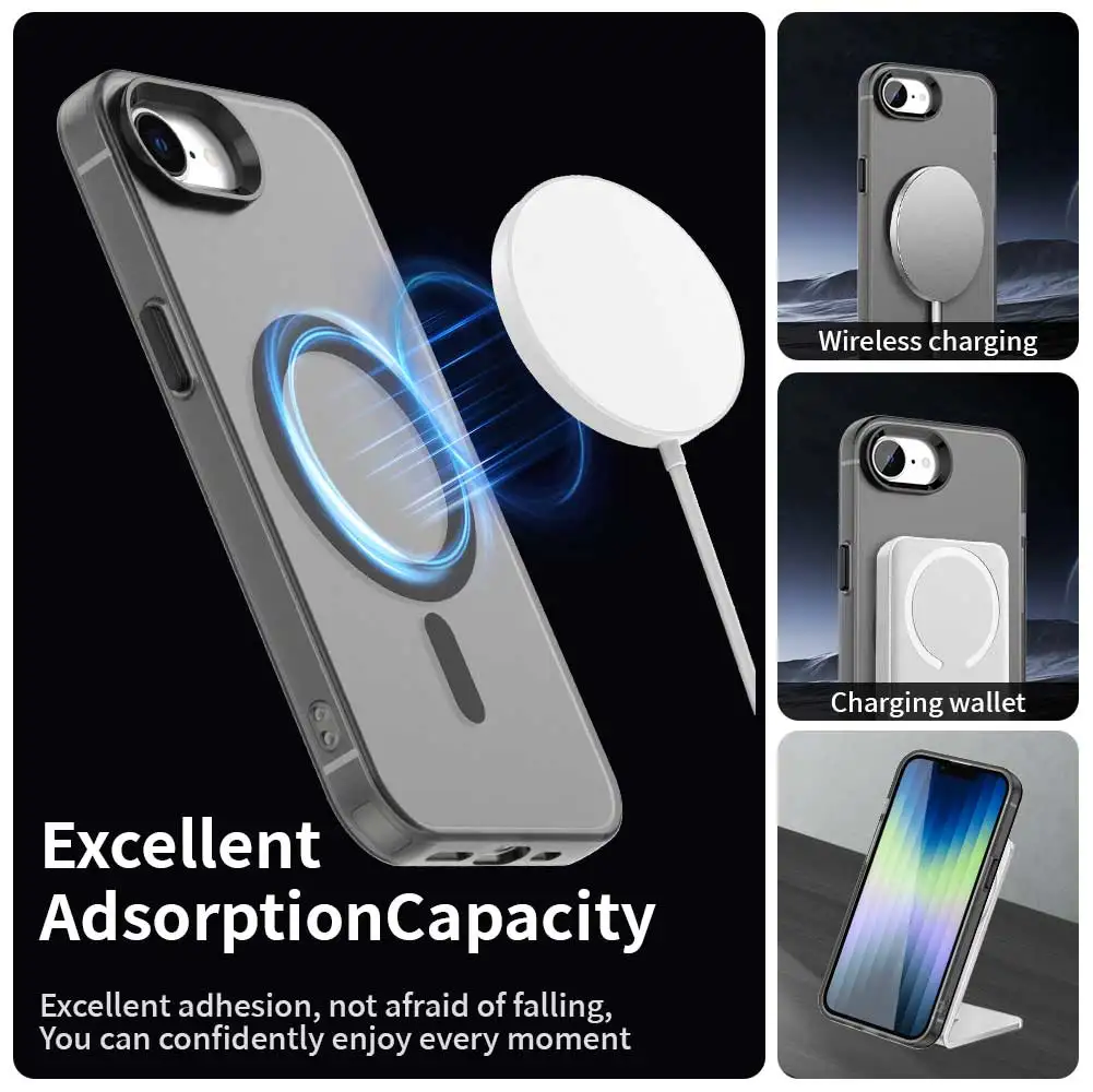Magnetic Wireless Charging Case For Apple iPhone 17e 16e 16 Pro Max 15 14 Plus Cover Candy Colors Transparent Back Shell Coque 3