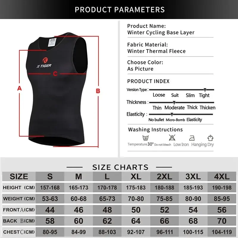 Winter Cycling Base Layer Sleeveless Fleece Sports Bike Jerseys Shirt Warm Bike Underwear Bicycle Keep Warm