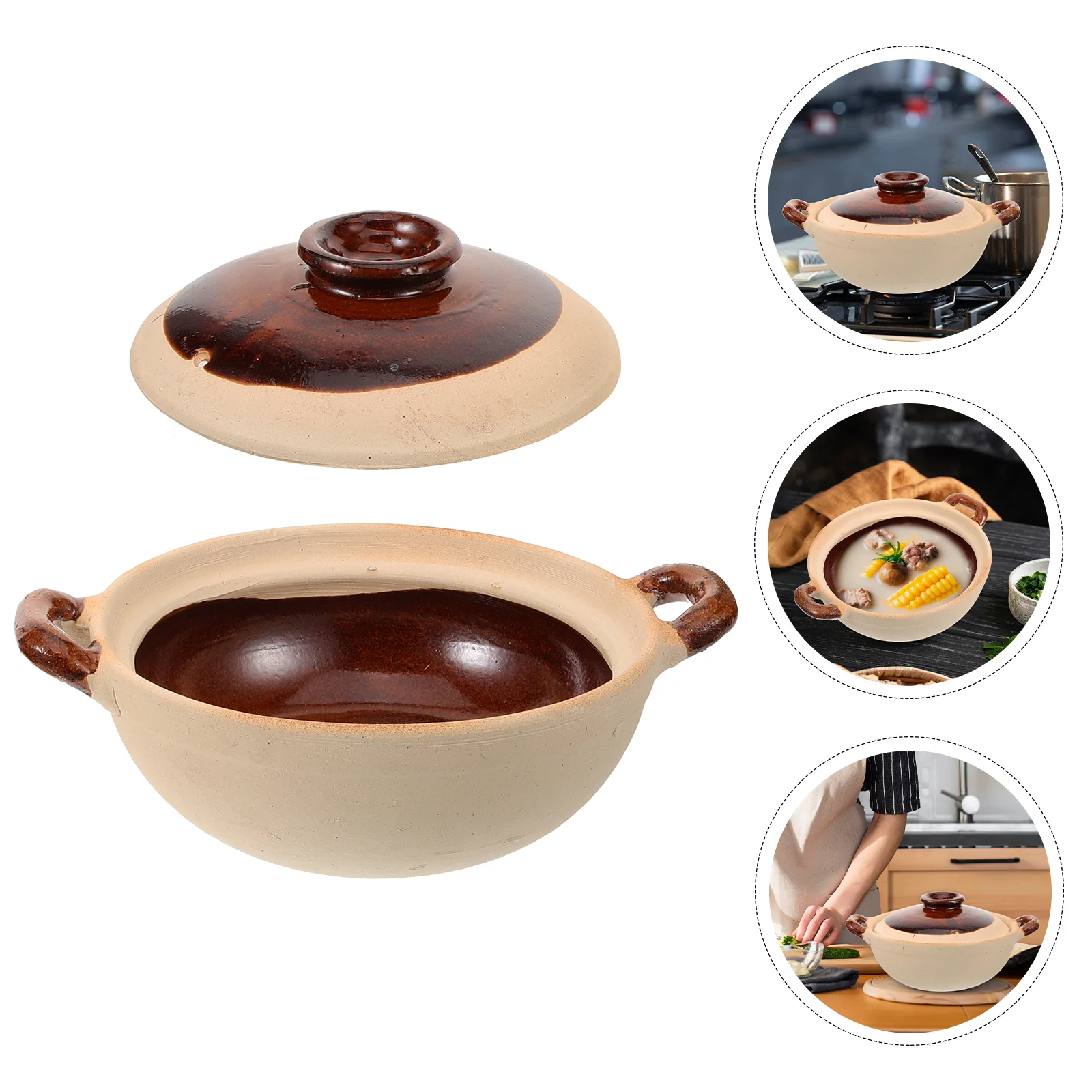 

Cooking Pot with Lid Home Cooking Pot Household Stockpot Kitchen Stew Pot 500ml