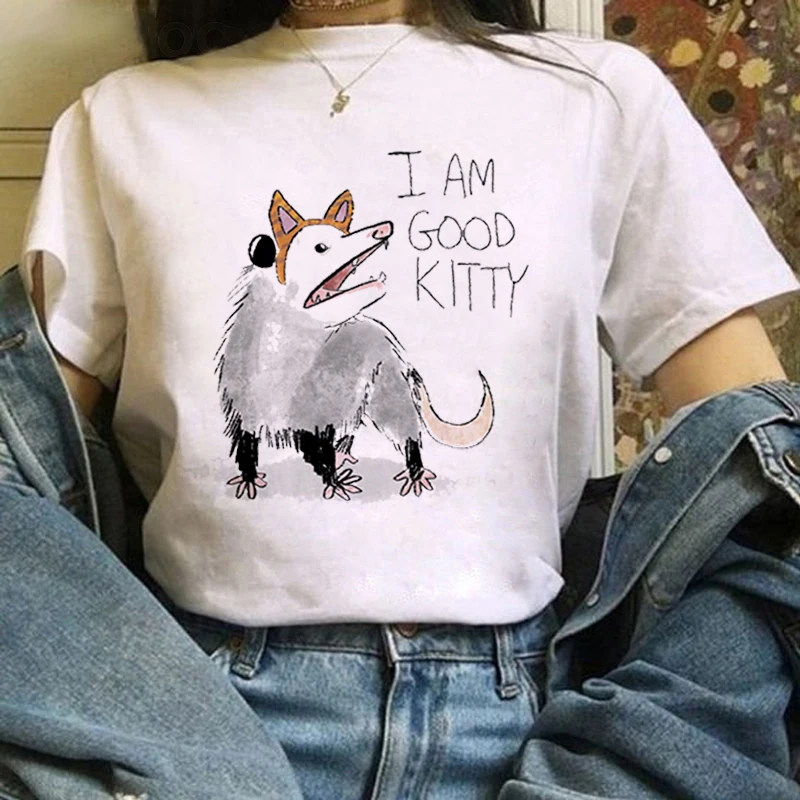 

Women's Funny Cartoon Summer T-shirt Casual Short-sleeved Clothing New Summer Fashion Women's Pattern White Simple T-shirt.