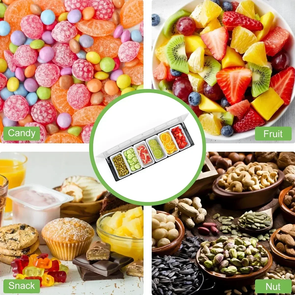 

4/5/6 Compartment Dispenser Ingredient Seasoning With Cover Box Condiment Pizza Plastic Station Trays Topping Detachable