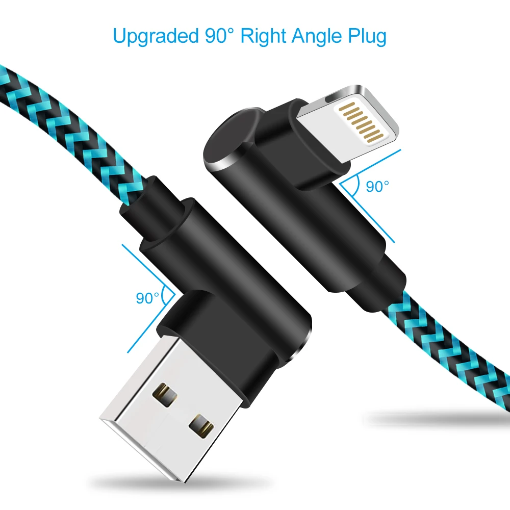 USB A to Lightning Fast Charging 90-Degree Cable - Premium Phone Accessory