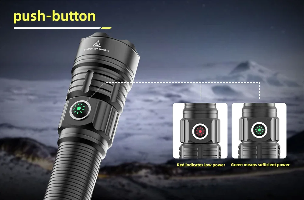 LED Flashlight Tactical Night Scout Hunting Lights Set Long-Shot Powerful Type-C Rechargeable Outdoor Waterproof Torch