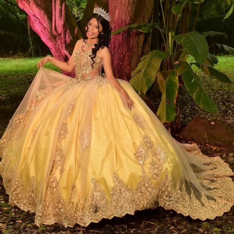 

Trendy Sparkly Quinceanera Dresses Princess Sweet 16 Years Girl Birthday Party Dresses Appliques A-Line Custom Made