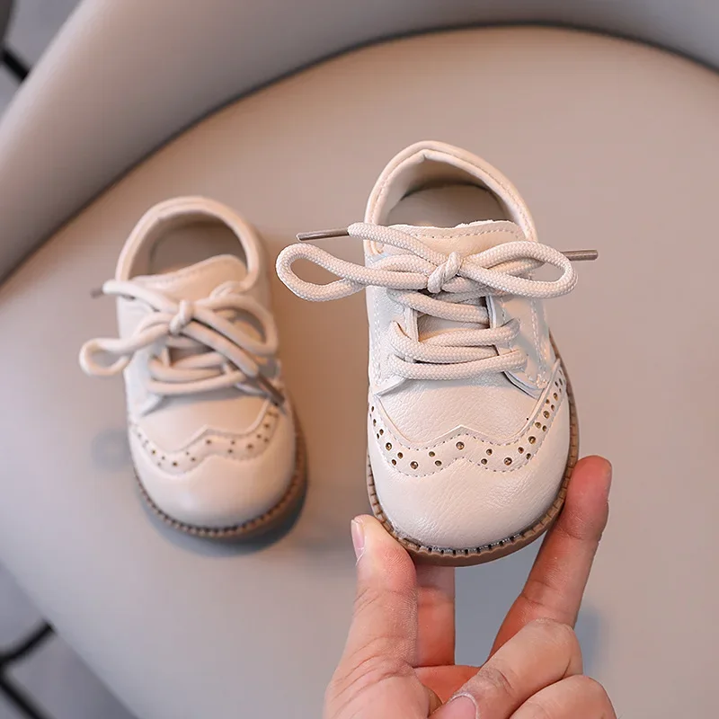 New Lace Up Baby Boy Shoes Kids Toddler Soft Sole Anti-slip First Shoes Birthday Newborn Small Leather Dress Child G09061