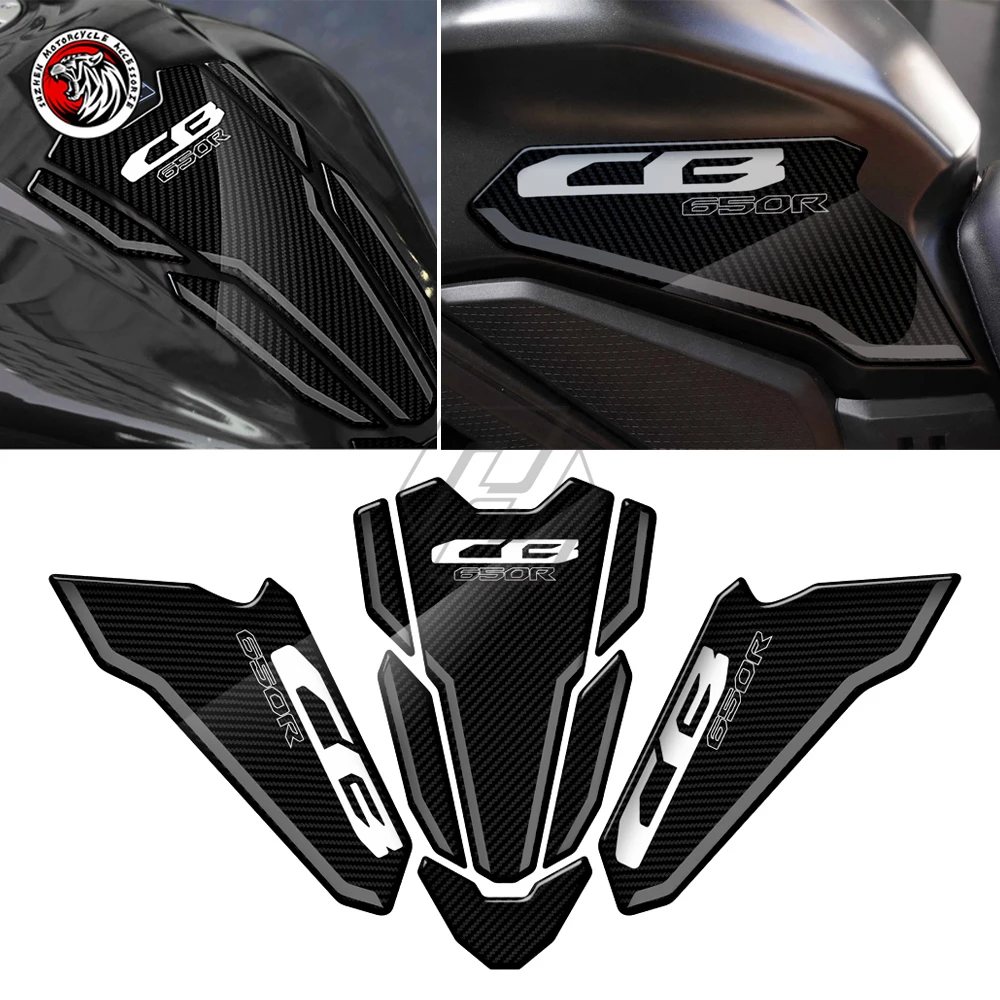 For Honda CB650R 2021-2022 3D Carbon-look Triple Yoke Defender Sticker Tank Pad Decals