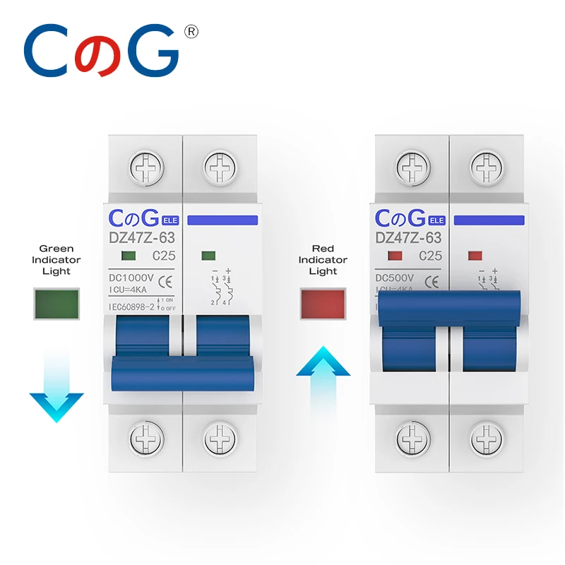 DC Miniature Circuit Breaker, 2 Pole 1000V 40 Amp Isolator For Solar PV System, Thermal Magnetic Trip, DIN Rail Mount, Chtaixi DC Disconnect Switch C40