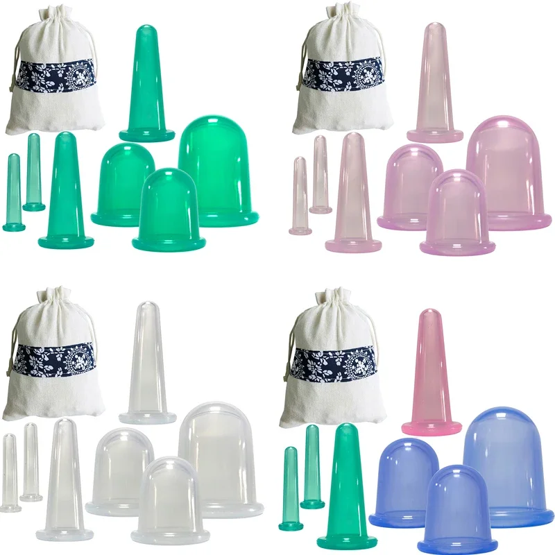 2/4/7Pcs Set Silicone Anti Cellulite Cup Vacuum Massage suction Cups Body Pain Relief Roller Manual Suction Cups Cupping Therapy